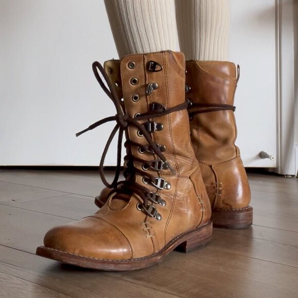 Rare Bed Stu Leather Brown CottageCore Lace Up Boots Womens Size 6.5 - 7 - Picture 15 of 15